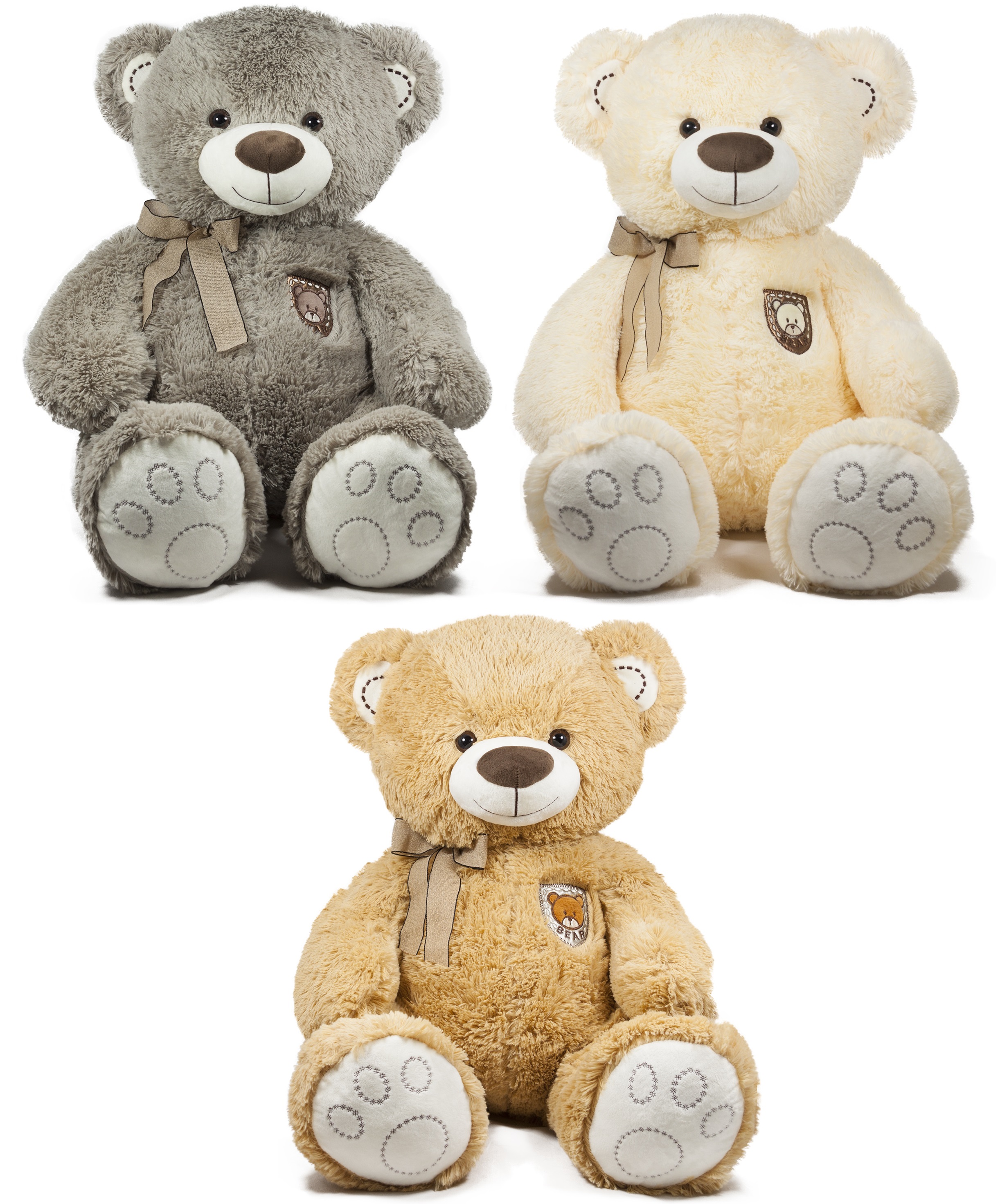 Мече с бродерия, емблема и ретро панделка в три цвята, 100см изправен, 62см седнал | IGUANA.BG