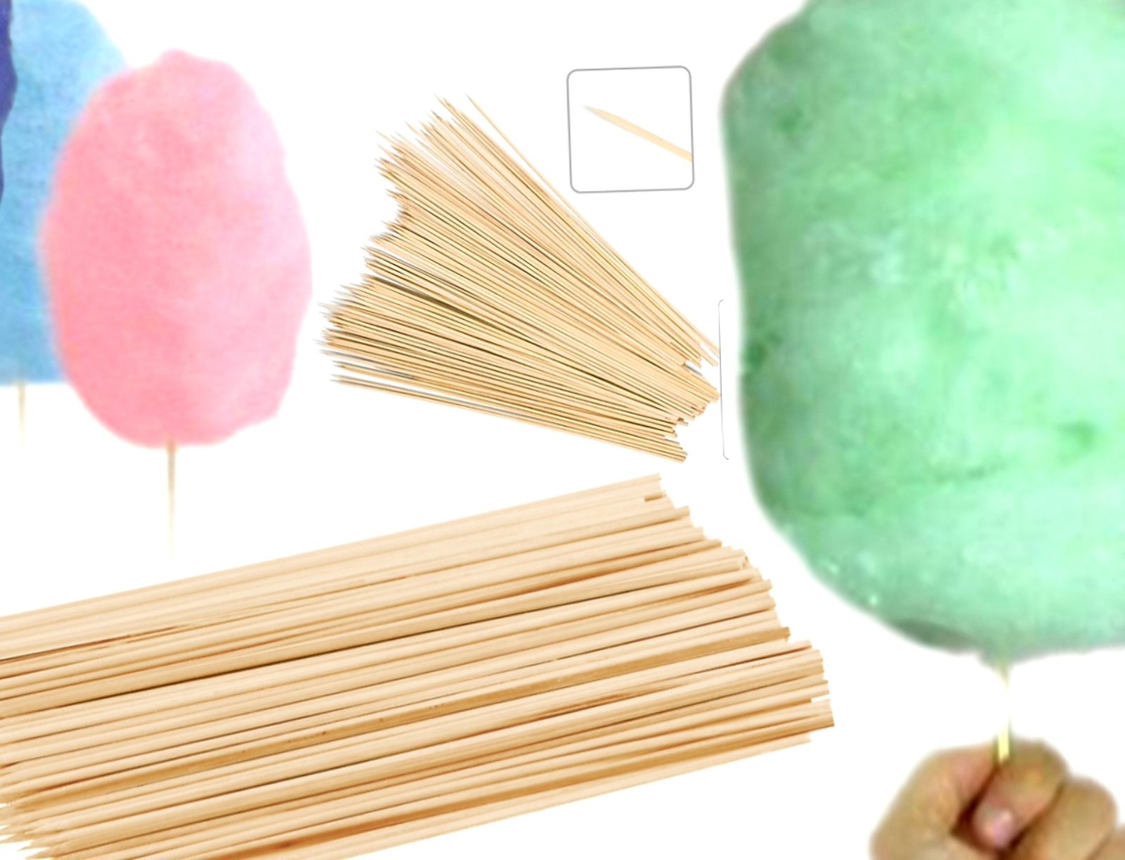 80 броя Бамбукови клечки за захарен памук 25см