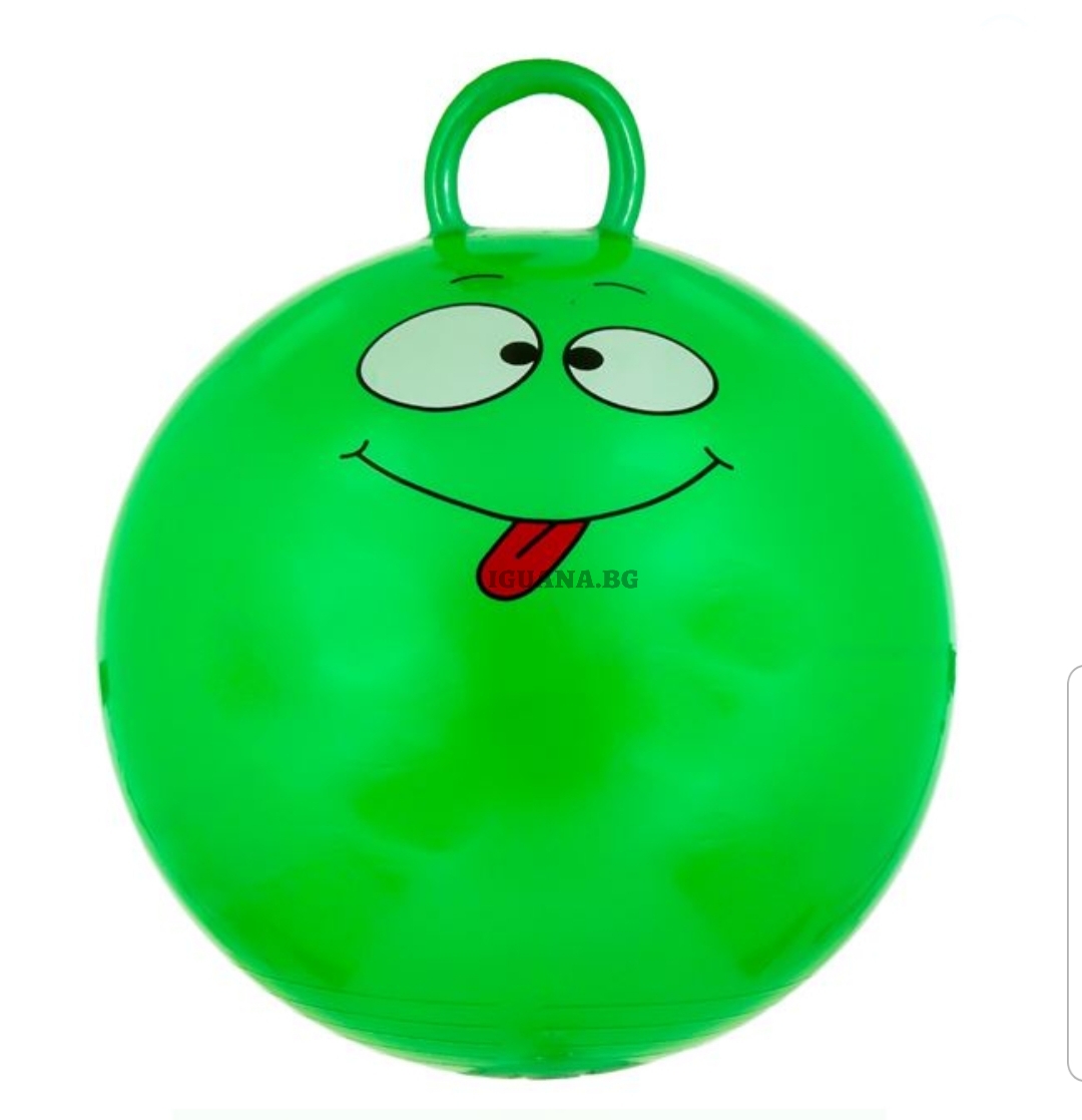 Надуваема топка за скачане с дръжки Зелено Човече, 45см