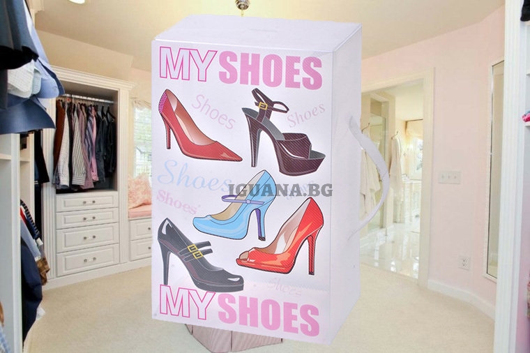 Кутия-куфарче 2в1 за съхранение на дамски обувки 30х18х10см