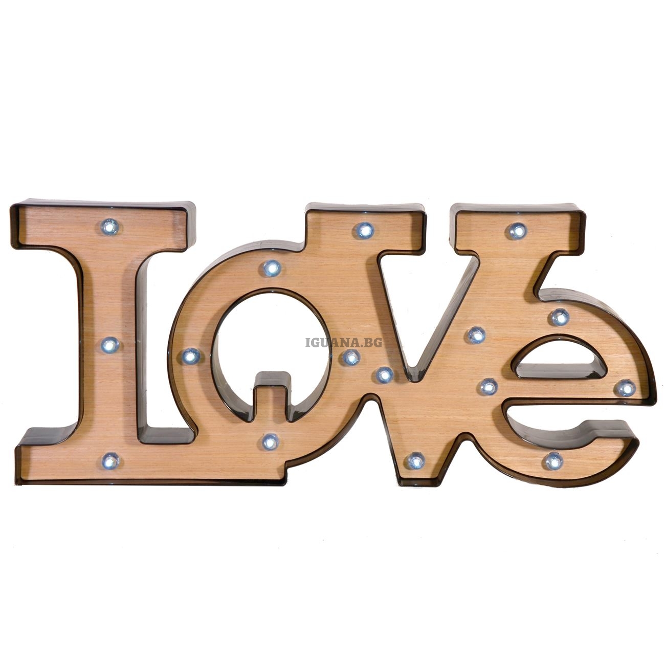 Светещ надпис LOVE, декоративен с 16 LED крушки