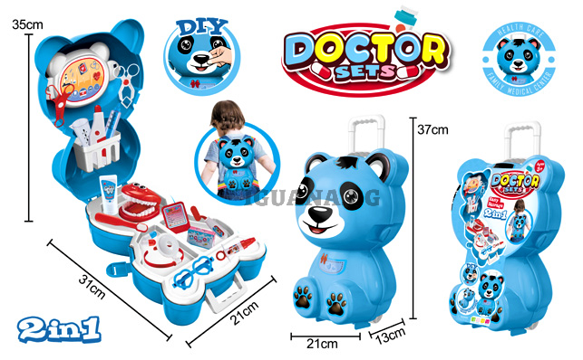 Раничка с колелца - Докторски комплект 2в1, син