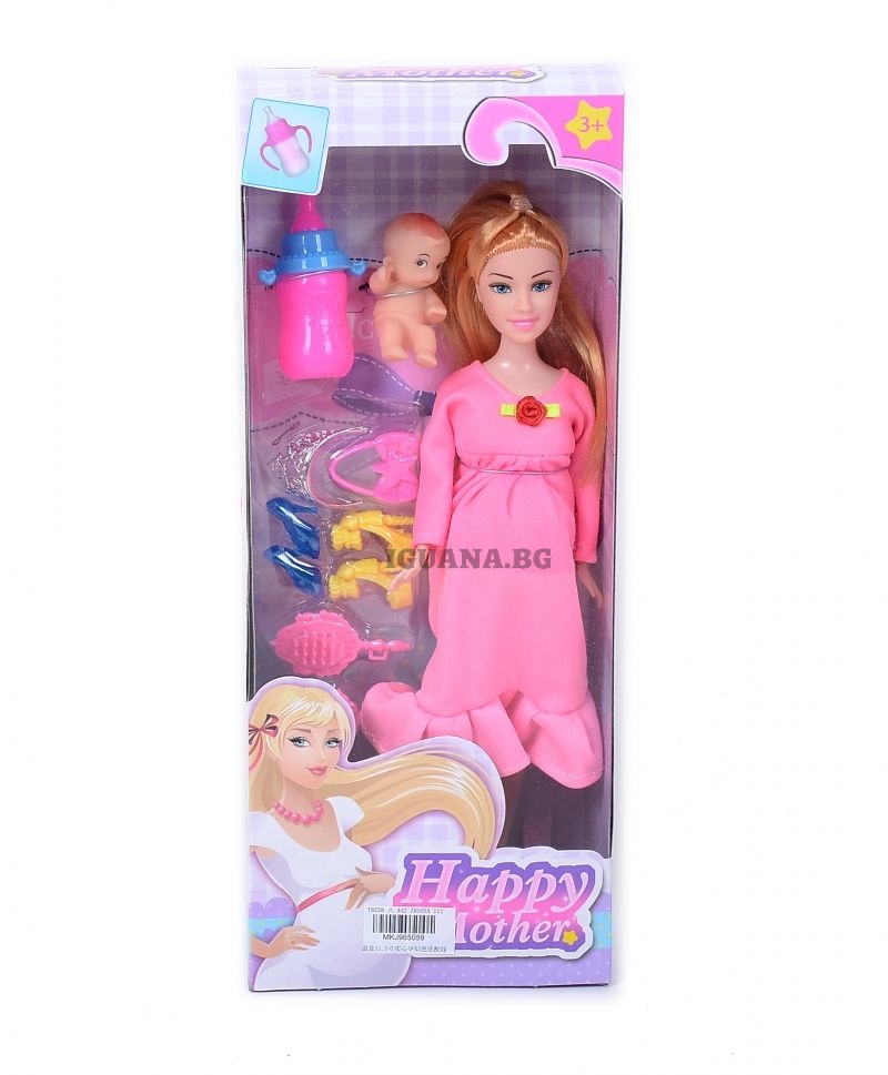 Бременна кукла с бебе и аксесоари