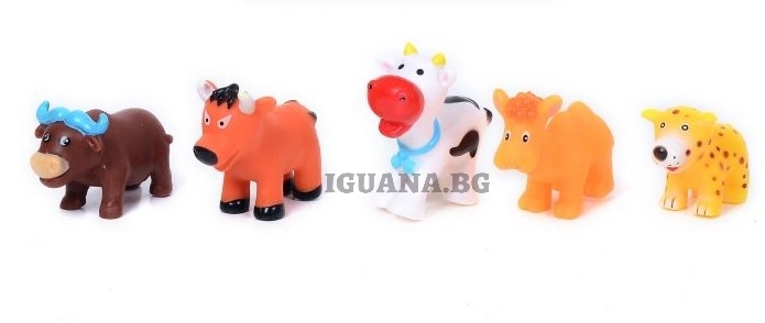 Комплект гумени животни микс 5 броя