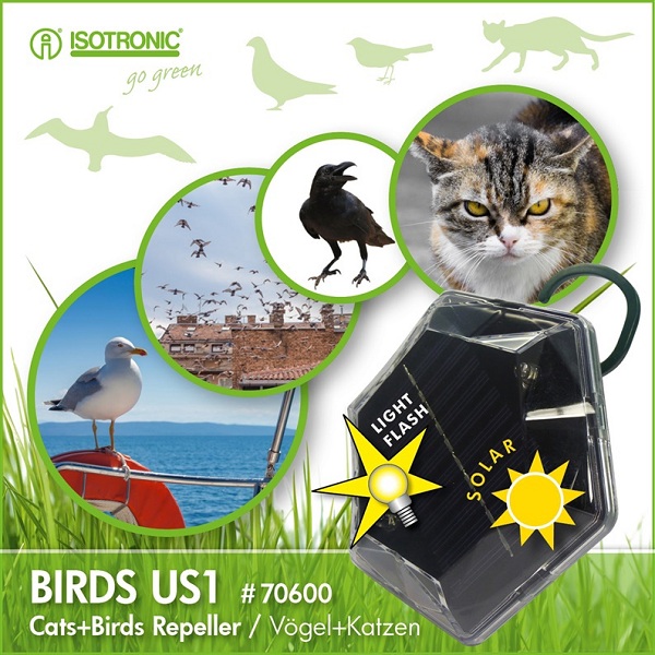 Isotronic US 1 BIRDS Cоларен уред против птици Котешко око за 100 кв.м