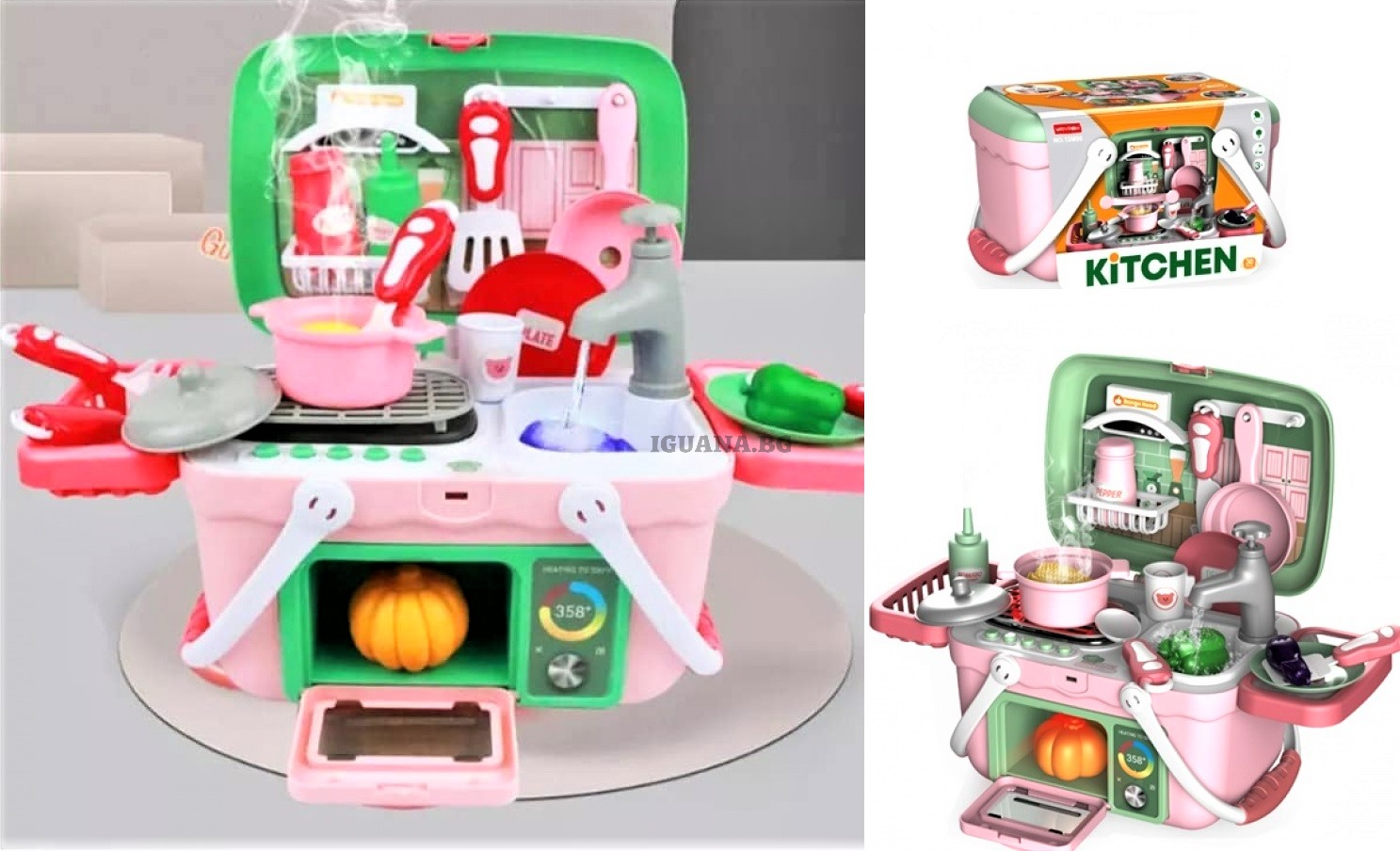 Кухня с течаща вода и аксесоари в куфарче, звук и светлини
