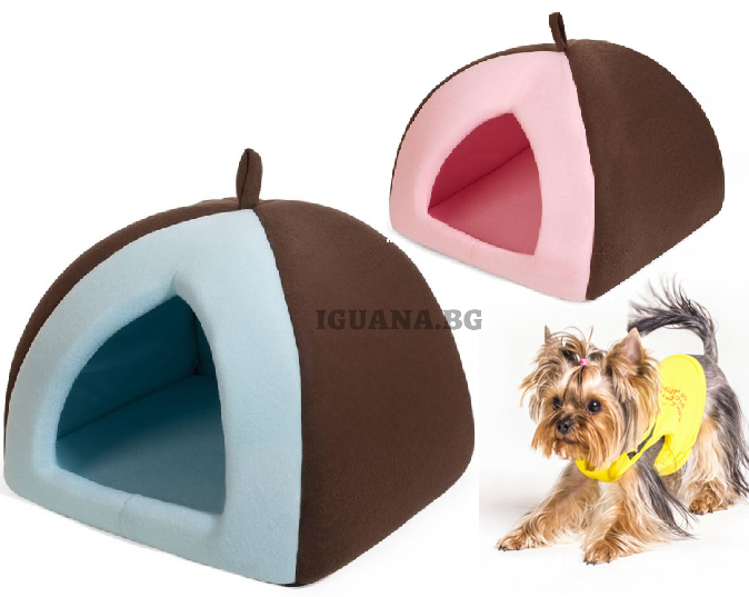 Креватче за кученца и котки в два цвята, колибка