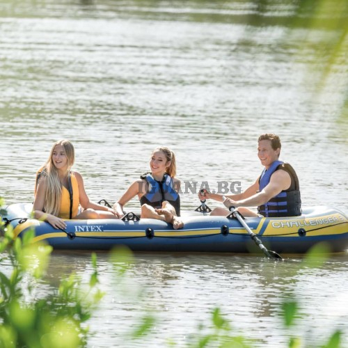 Надуваема триместна лодка с гребла и помпа, до 320кг, INTEX CHALLENGER 3