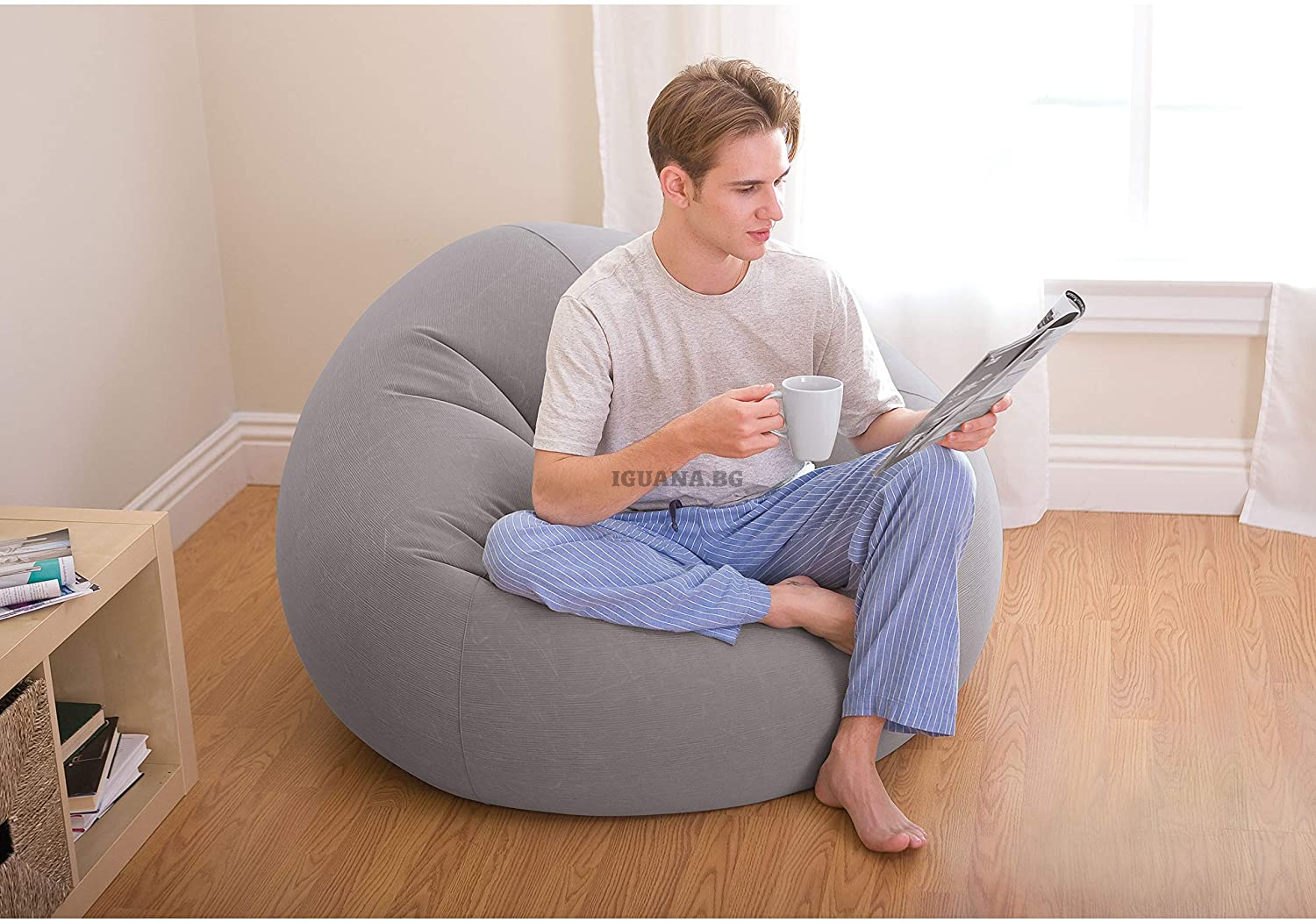 Надуваемо кресло барбарон до 100кг, INTEX, 107х104х69см, сив