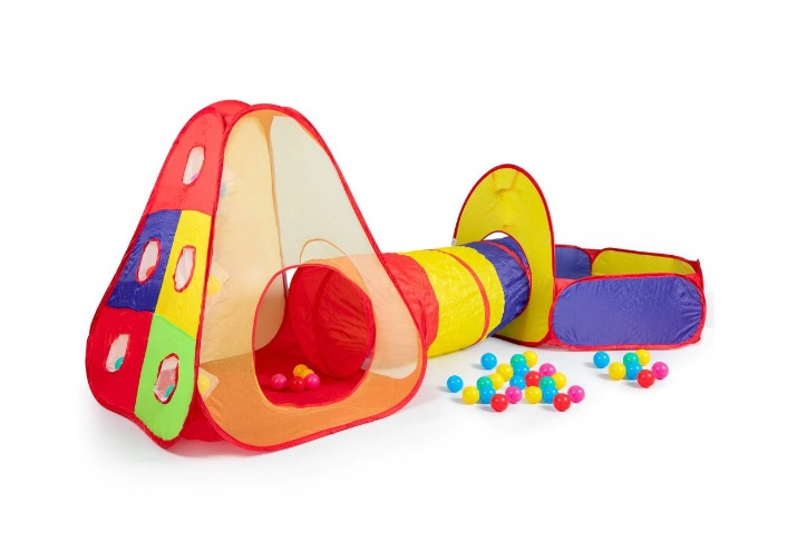 5в1 Палатка с тунел и 80 броя цветни топки 280x120x100см детски център за игра IGUANA.BG