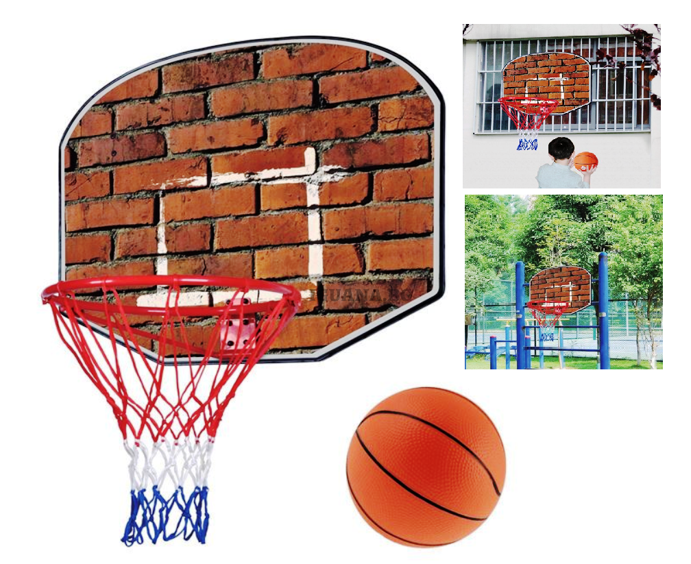 Баскетболен кош с топка и помпа, 60х44см