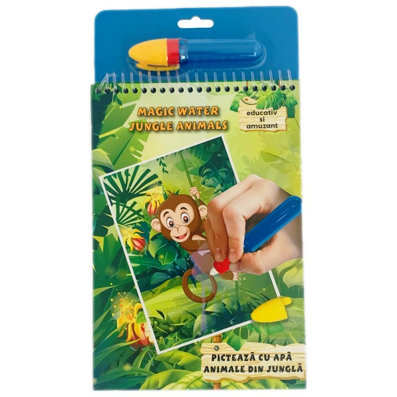 Книжка за оцветяване с вода Животни от джунглата - магическа водна книжка Animal Planet