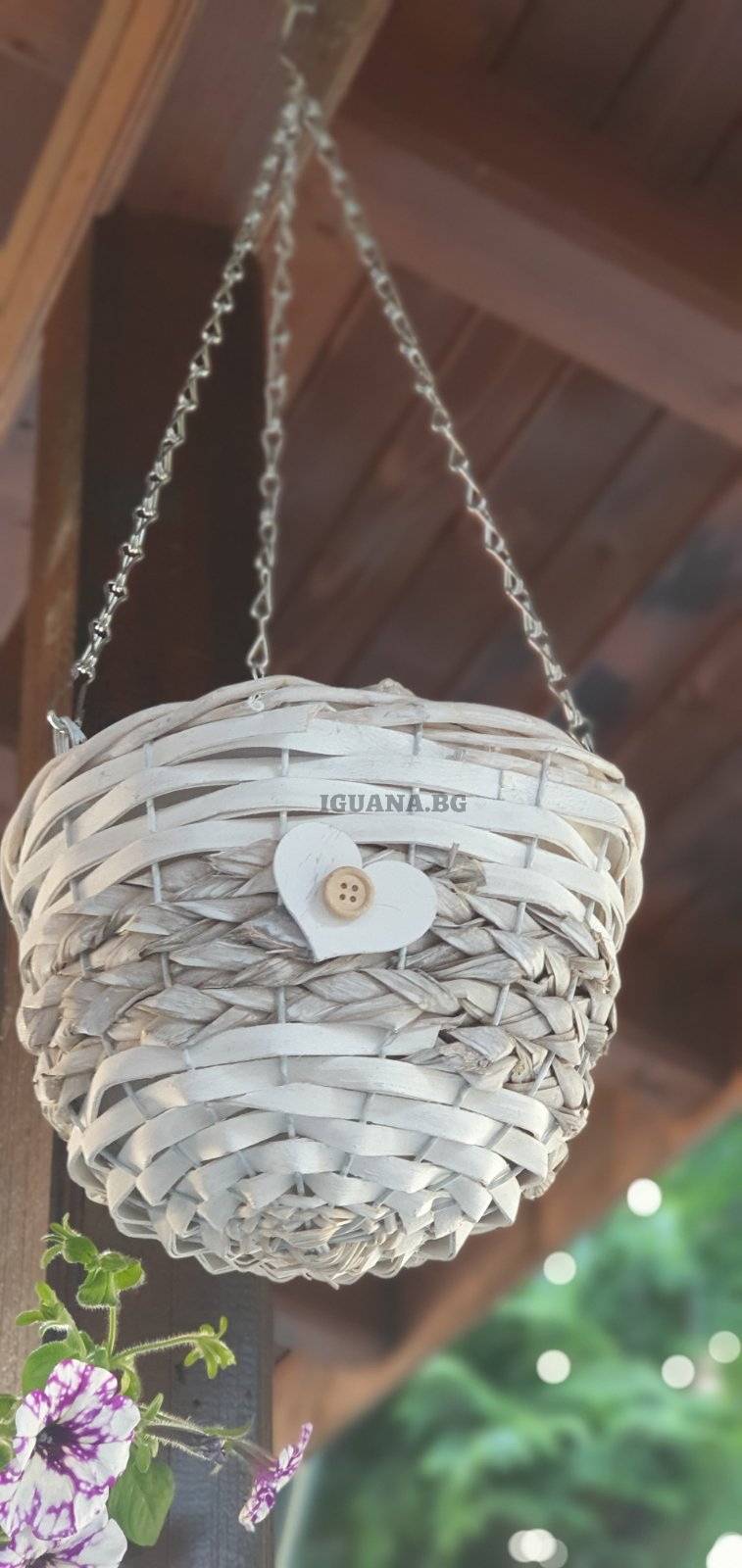 Комплект 3 броя висящи саксии за цветя - плетени