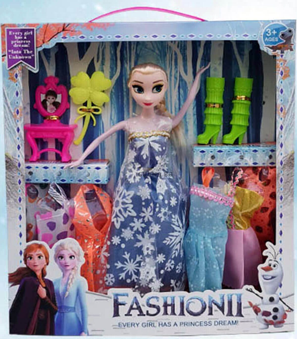 Кукла ледено царство с 6 рокли и аксесоари