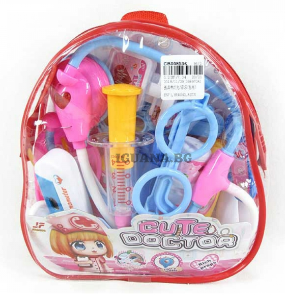 Докторски Детски Комплект Раничка / Туптяща Слушалка