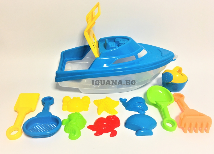 Комплект Лодка с Аксесоари за Пясък 13 части синя