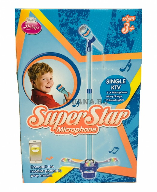 Детски Микрофон на Стойка / Звук / Светлини / Песнички