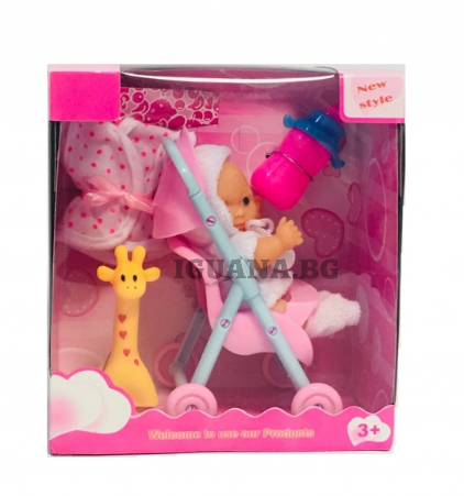 Комплект Кукла/Бебе с Количка + Аксесоари
