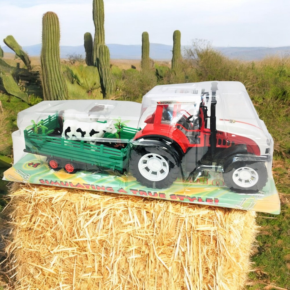 Голям Трактор с Ремарке и Животни 56см