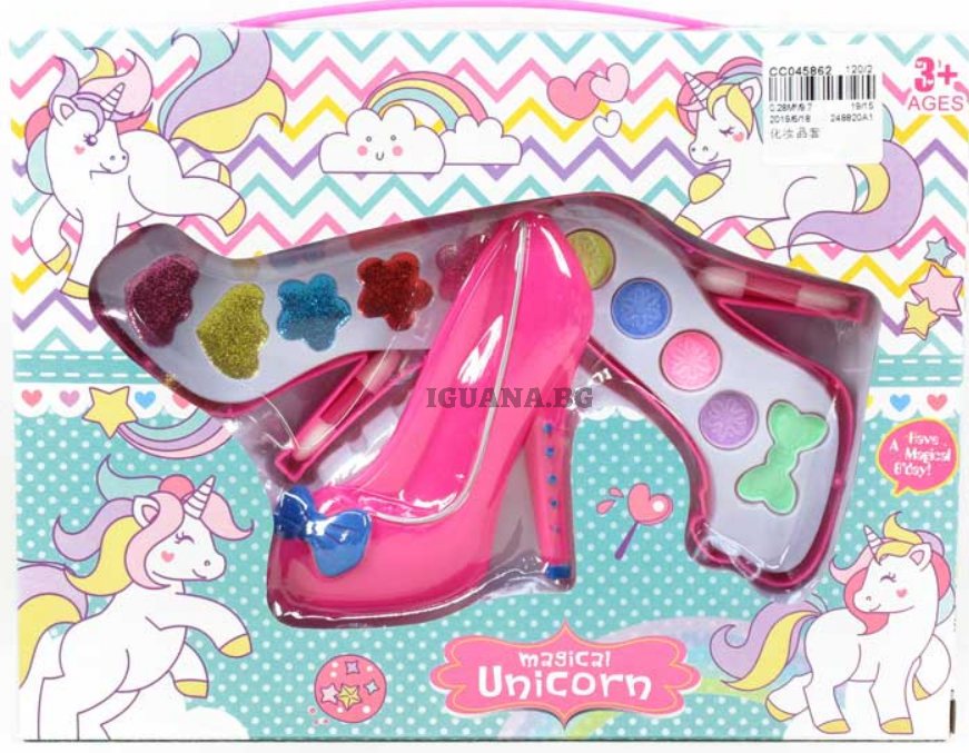 Детски Козметичен Комплект , Грим за Кукли , Розова Обувка 2 нива