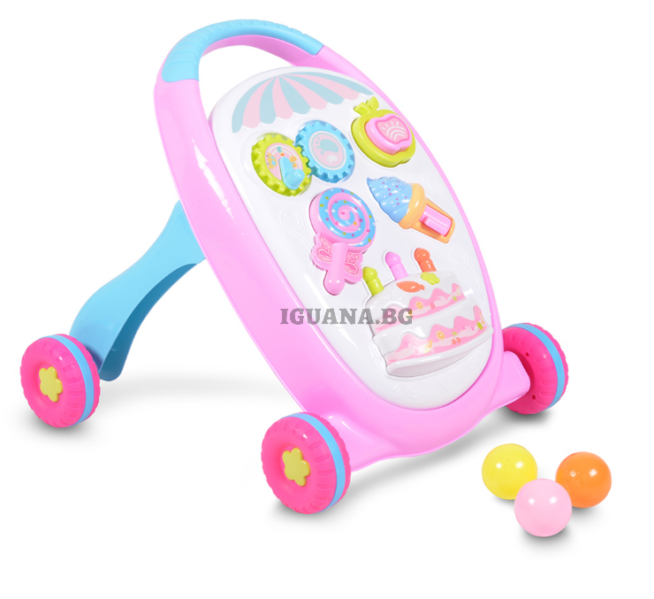 Детска / Бебешка МУЗИКАЛНА ИГРАЧКА ЗА ПРОХОЖДАНЕ CAKE РОЗОВ