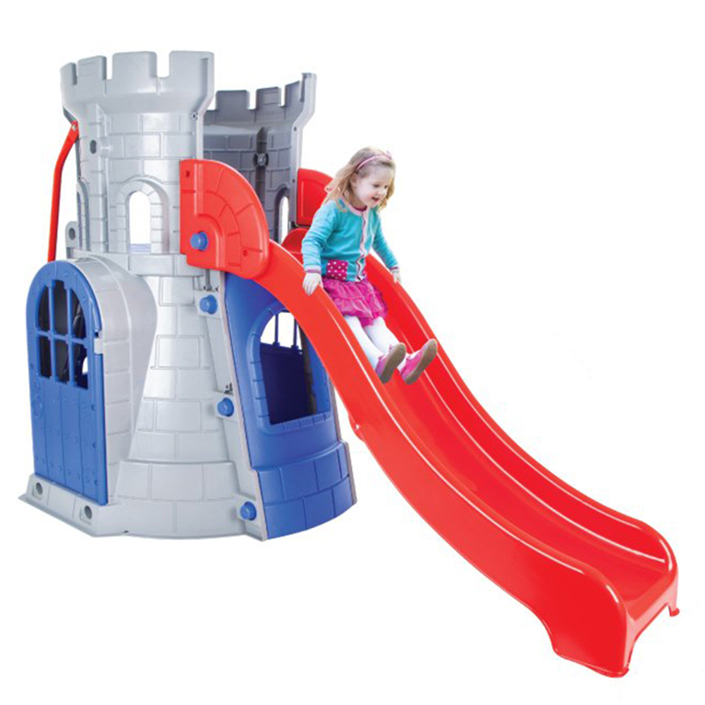 Детска Пързалка Замък, Сива, за деца до 50кг, дължина на улея 166см | Iguana.bg