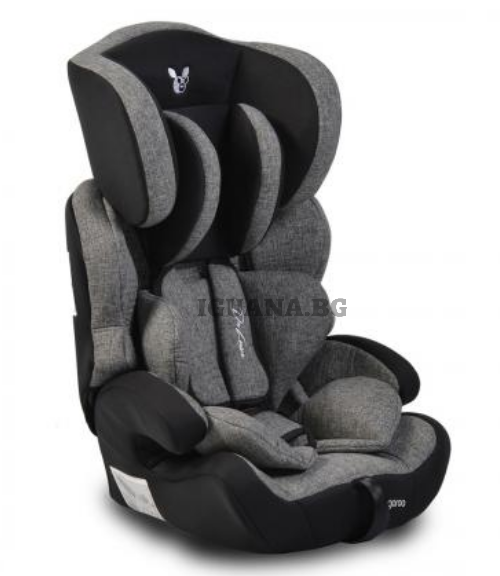 Детски СТОЛ ЗА КОЛА DELUXE ТЪМНОСИВ 1/2/3 (9-36кг)