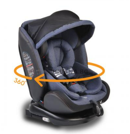 Детски СТОЛ ЗА КОЛА С ISOFIX СИСТЕМА PILOT 360° ДЕНИМ 0/1/2/3 (0-36кг)