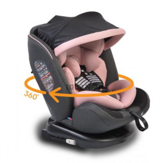 Детски СТОЛ ЗА КОЛА С ISOFIX СИСТЕМА PILOT 360° РОЗОВ 0/1/2/3 (0-36кг)