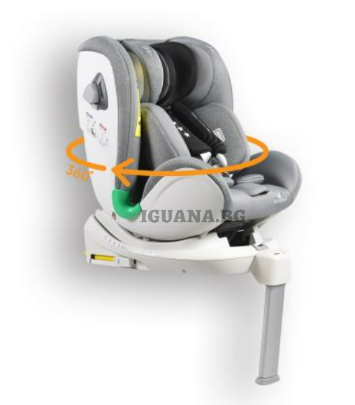 Детски СТОЛ ЗА КОЛА COMMODORE С ISOFIX СИСТЕМА 360° СВЕТЛОСИВ i-size