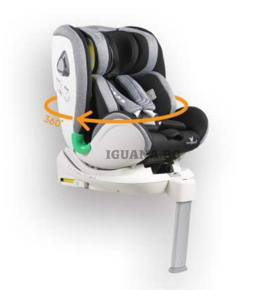 Детски СТОЛ ЗА КОЛА COMMODORE С ISOFIX СИСТЕМА 360° ТЪМНОСИВ i-size