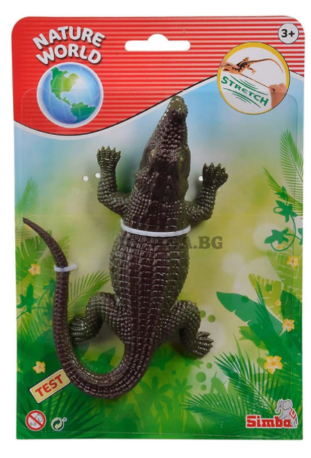 Стреч влечуги Simba Natural World, асортимент, 14 см / КРОКОДИЛ