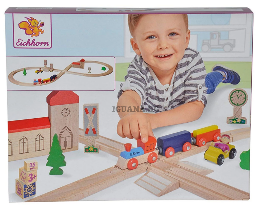 Дървено влакче с релси Ehchhorn, 290 см.