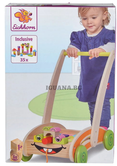 Дървена количка с блокчета Eichhorn, 36 части