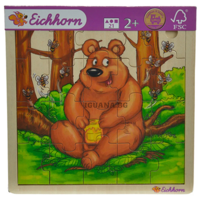 Дървен пъзел Eichhorn, с животни / МЕЧЕ