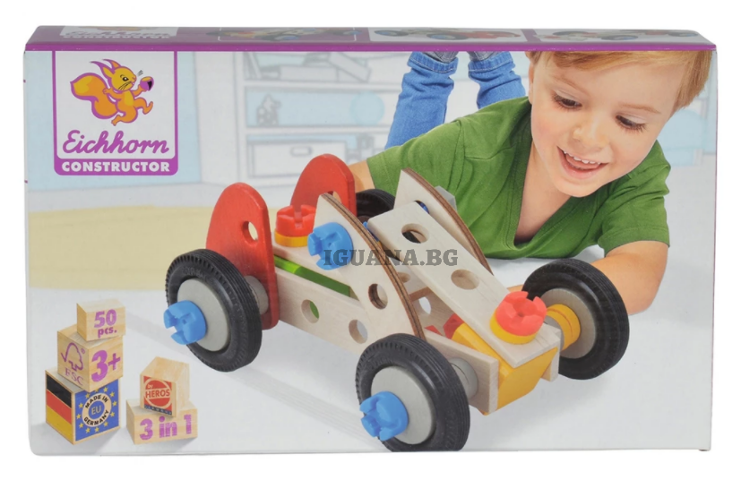 Дървен конструктор Състезателна кола Eichhorn
