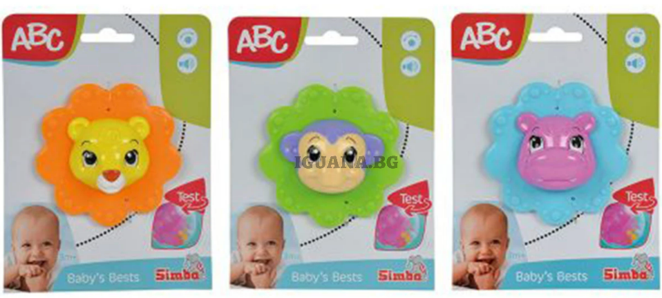 Дрънкалка-животинче Simba ABC, 3 вида