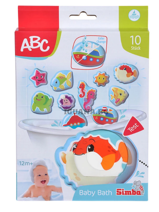 Вълшебен пъзел за баня Simba ABC, 10 части, 10 см