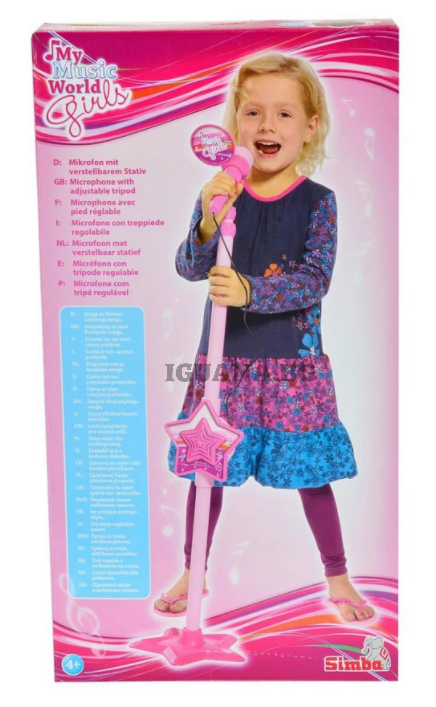 Момичешки микрофон на стойка Simba, 85-115 см.