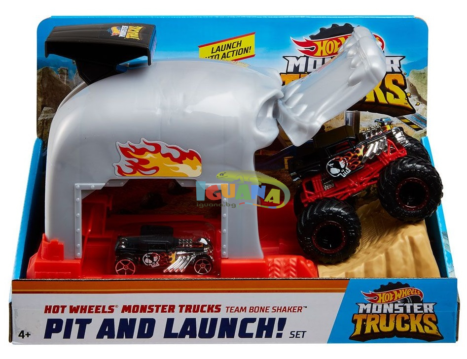 HOT WHEELS Monster Trucks Комплект за изстрелване с бъги