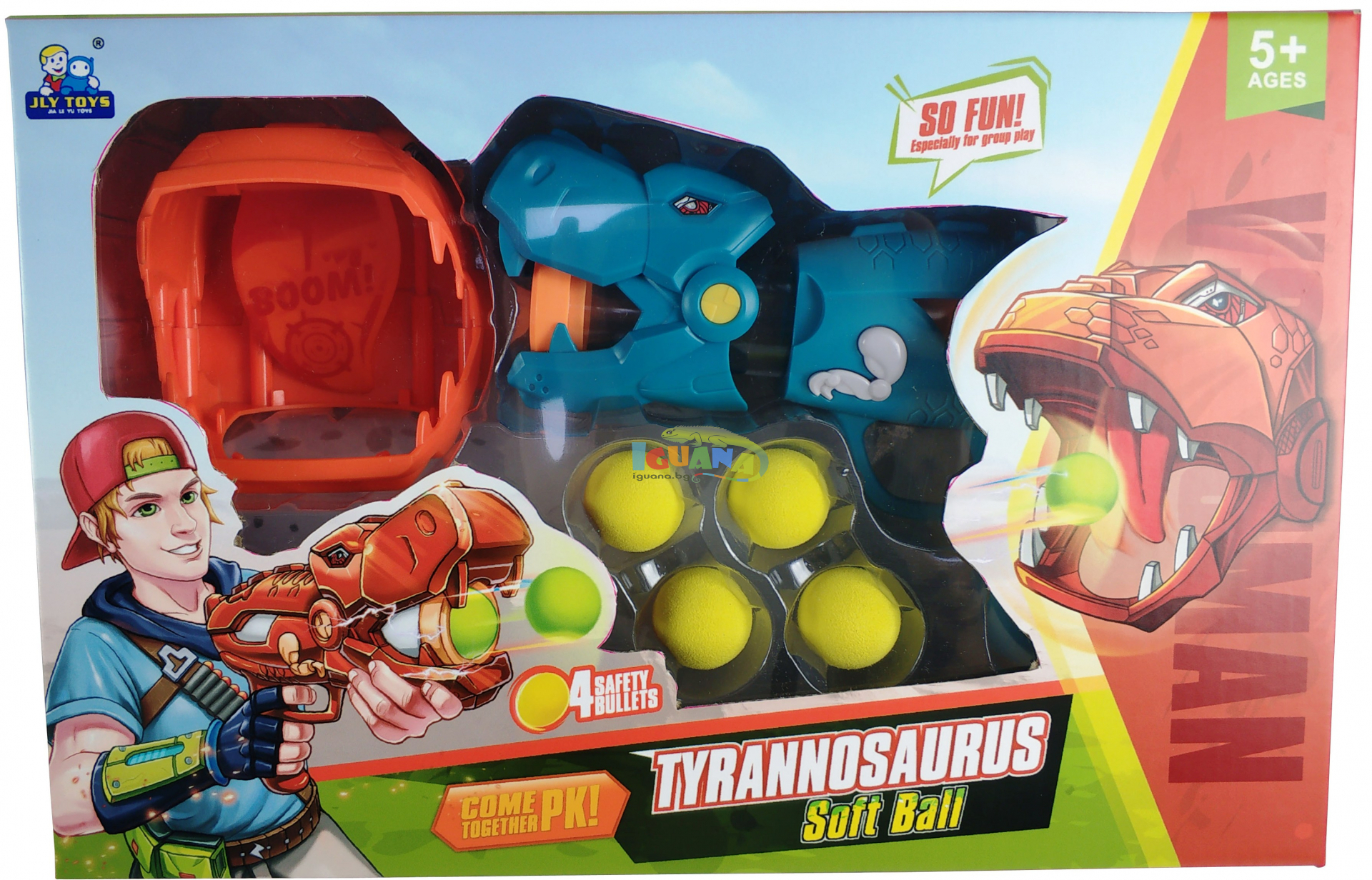 Детска Помпа- Изстрелвачка Динозавър с Меки Топчета