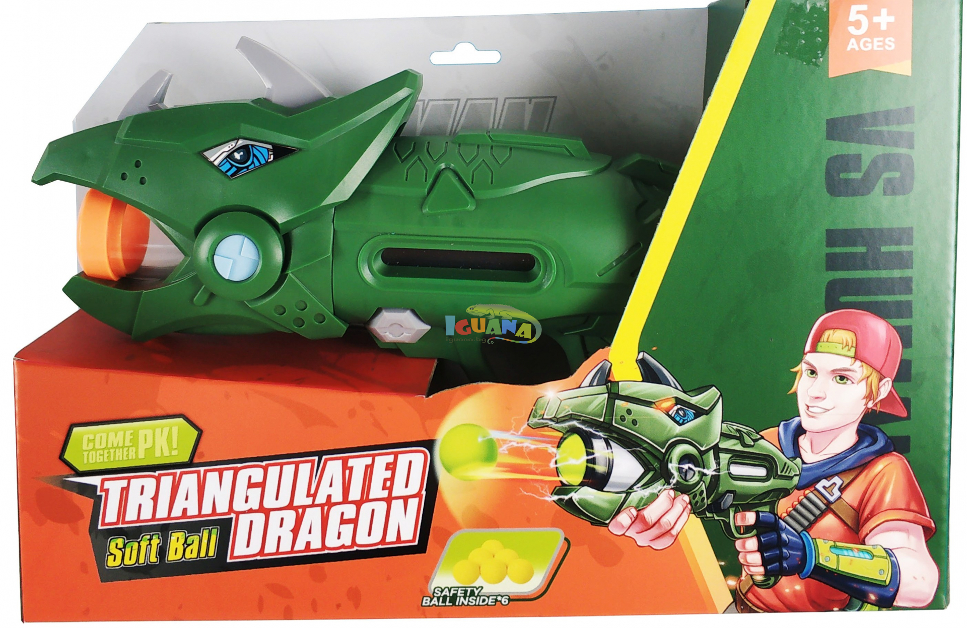 Детска Помпа-Изстрелвачка Трицератопс с Меки Топчета