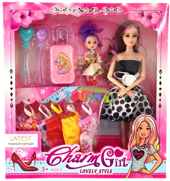 Детски Комплект Кукла с Дете , Куфар и Рокли