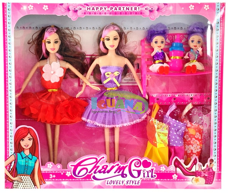 Детски Комплект 2бр. Кукли с 2бр. Деца и Рокли