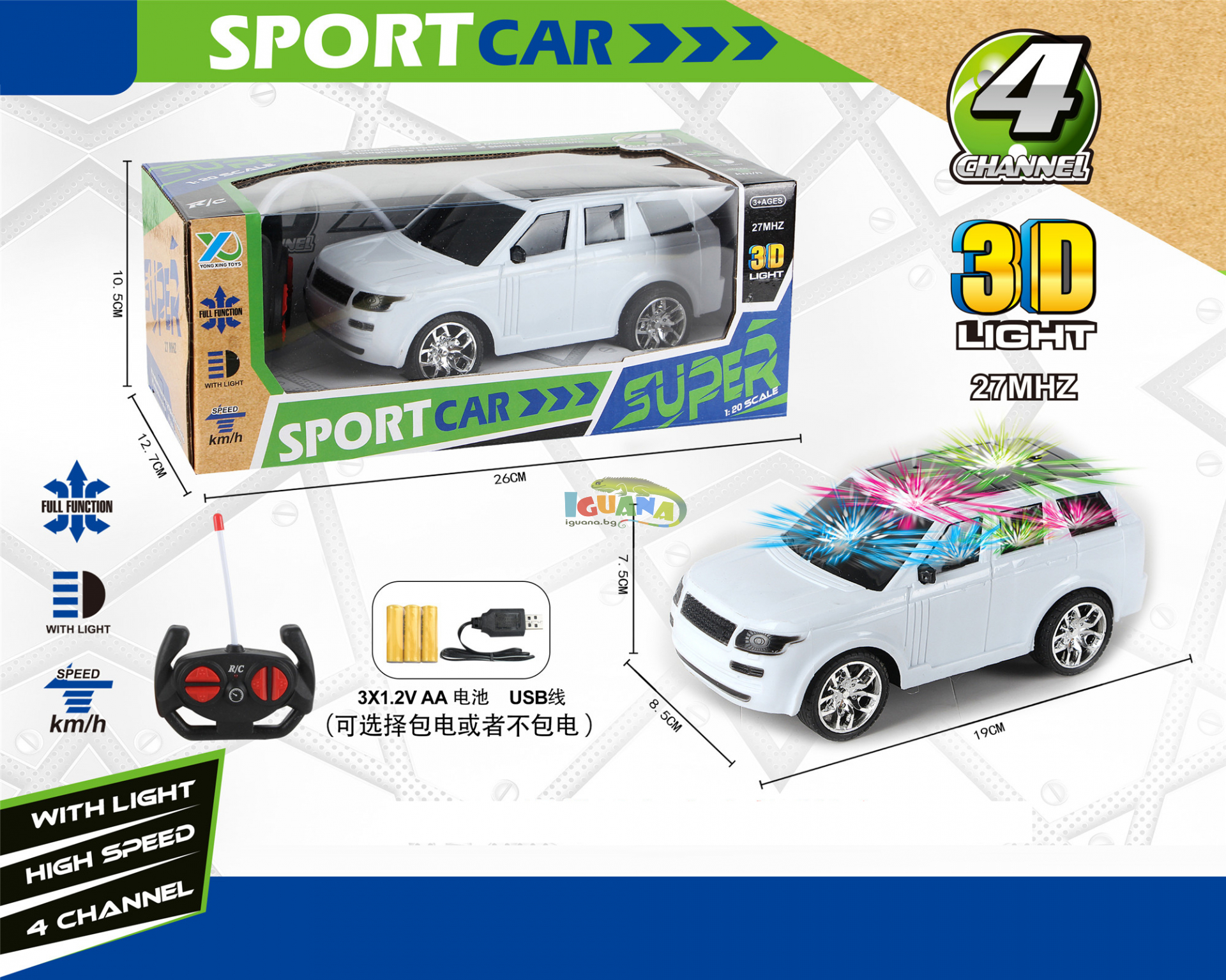 Детски Джип с Радиоконтрол 4 Посоки на Движение и 3D Светлини