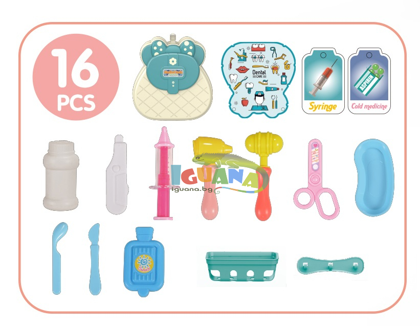 Детски Докторски Комплект в Чанта-Панделка, 16 части