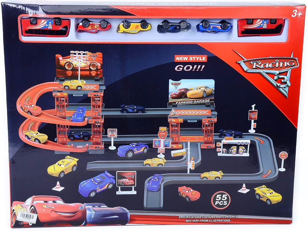 Комплект Паркинг 2 Етажа с 4 Коли и 2 Автобуса