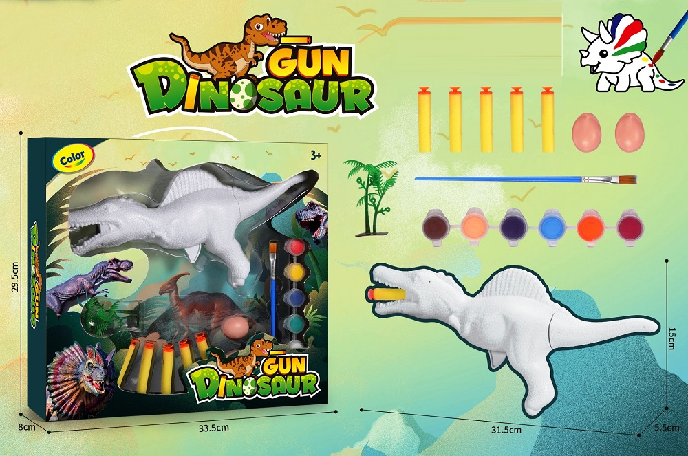 Оръжие Пистолет-Динозавър за Оцветяване с Меки Стрели