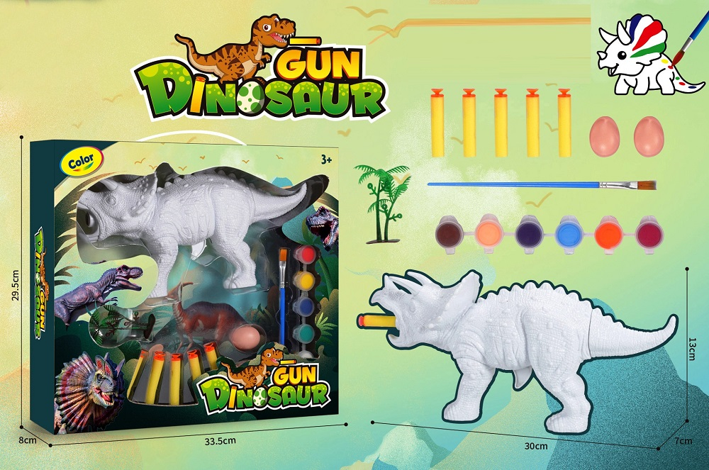 Оръжие Пистолет-Трицератопс за Оцветяване с Меки Стрели