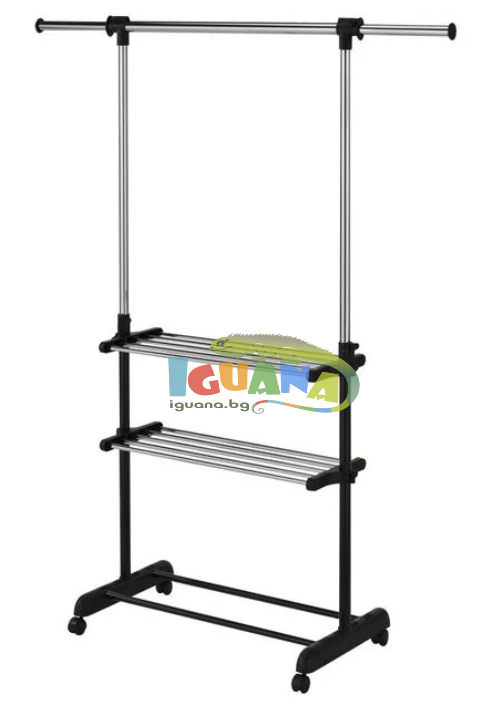 Сгъваема Закачалка с Рафтове за Дрехи и Обувки 79х39х165см